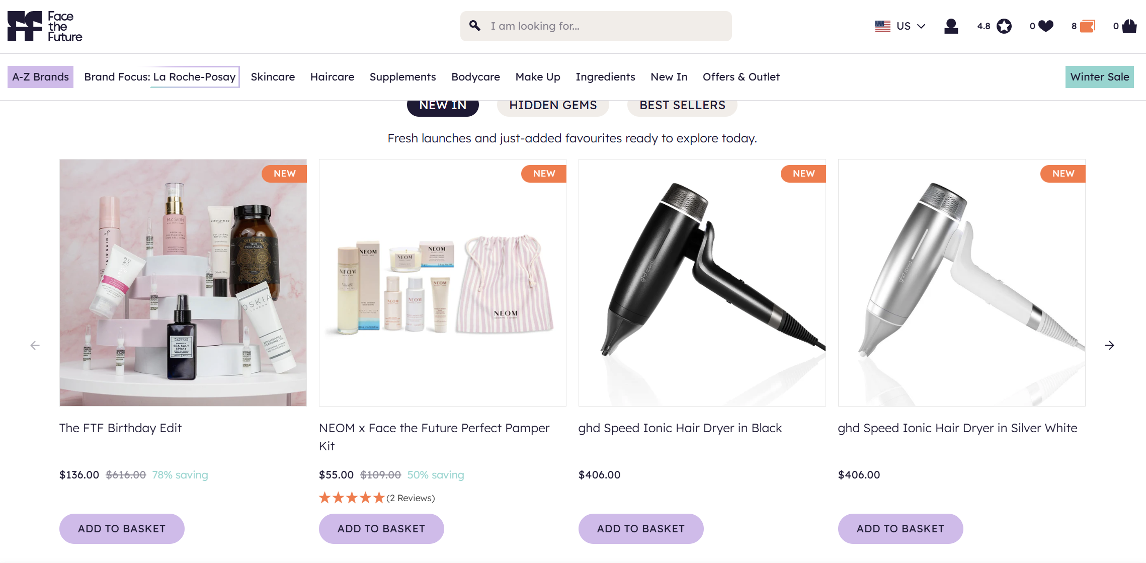 Face The Future skincare homepage